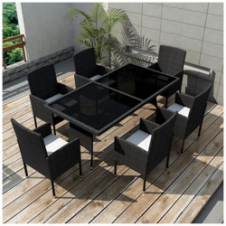 13 Pz Set Tavolo E Sedie Da Giardino In Polyrattan Nero en oferta