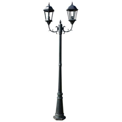 Lampione da Giardino 2 Bracci 230 cm Verde Scuro / Nero Alluminio en oferta