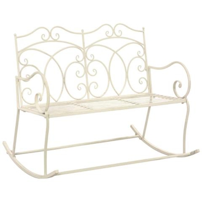 Panchina Da Giardino 104 Cm In Ferro Bianco Anticato