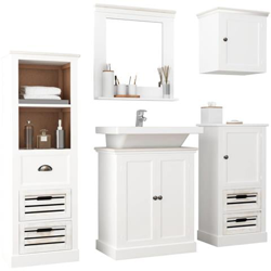 Set Arredo Da Bagno 5 Pz In Legno Massello Bianco en oferta