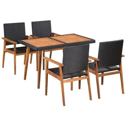 Set Da Pranzo Da Giardino 5 Pz In Polirattan Nero E Marrone precio