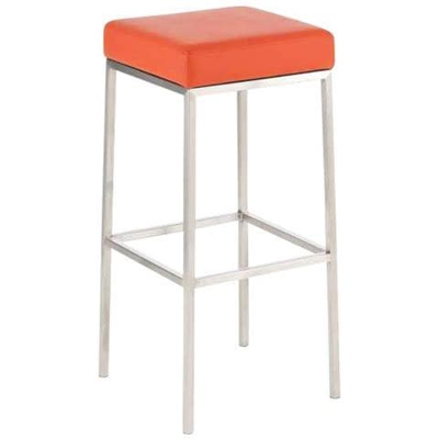 Sgabello Bar Montreal Imbottito In Similpelle I Sgabello Panchetto Design Cucina O Bar Telaio 4 Gambe I Sgabello Bancone H 85 CM Arancione Base Acciaio Inox