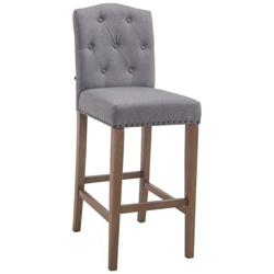 Sgabello Bar E Cucina Louise Chesterfield I Sgabello Alto Imbottito in Tessuto I Sgabello Capitonné Design Elegante I Sedia Bancone Cucina Grigio Chiaro Base Chiaro Antico precio