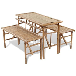 Tavolo da Birreria e Picnic Set 3 pz in Bambù Pieghevole características