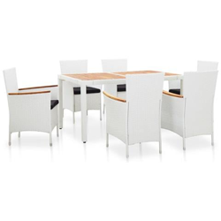 Set Da Pranzo Da Giardino 7 Pz In Polyrattan Bianco precio