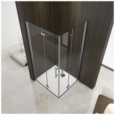Box Doccia Angolare Doppie Porte Battenti Pieghevoli A Libro Cristallo Anticalcare 90x70x195cm