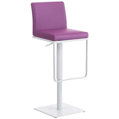Sgabello Bar Panama in Similpelle E Metallo I Sgabello Alto Girevole E Regolabile 58-82 CM I Sedia Cucina Moderna Viola Metallo Bianco Opaco