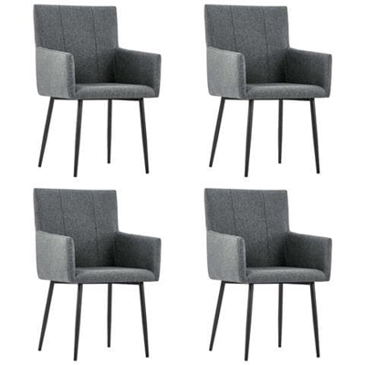 Sedie Da Pranzo Con Braccioli 4 Pz Grigio Scuro In Tessuto