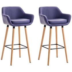 Set 2 Sgabelli Bar Grant in Similpelle e Legno di Faggio Seduta Rimovibile - Coppia Sgabelli Alti Cucina con Schienale e Braccioli, H 79 Viola características