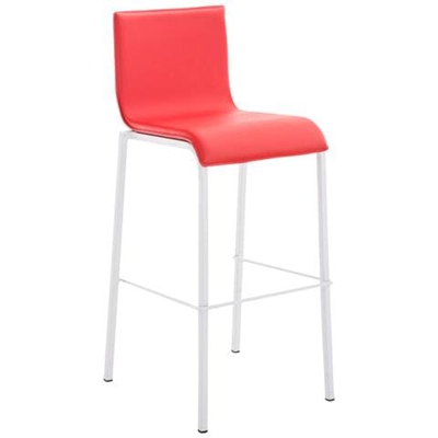 Sgabello Bar Impilabile Avola In Metallo Bianco E Similpelle I Sedia Alta Da Cucina Con Schienale Altezza Seduta 78 CM Rosso
