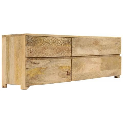 Mobile Porta Tv In Legno Massello Di Mango 120x30x40 Cm