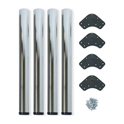 Gambe Regolabili Per Tavolo Ø60x830mm, Kit Di 4 Piedi Per Tavolo In Acciaio, Altezza Regolabile 830-850mm, Nichel Satinato