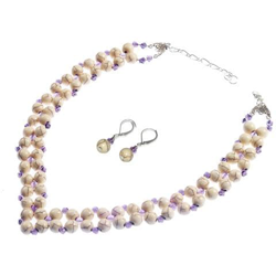 Set Di Gioielli Ganelli - Collana E Orecchini, Con Gemme Semi-preziose Howlite, Ametista precio