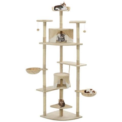 Albero Per Gatti Con Tiragraffi In Sisal 203 Cm Beige E Bianco