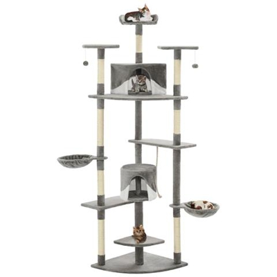 Albero Per Gatti Con Tiragraffi In Sisal 203 Cm Grigio E Bianco