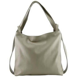 Shopper Zaino In Vera Pelle Colore Grigio Chiaro - Pelletteria Toscana Made In Italy - Borsa Donna características