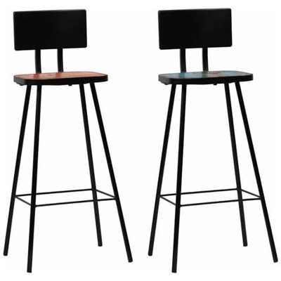 Sedie Da Bar 2 Pz Legno Massello Di Recupero Multicolore