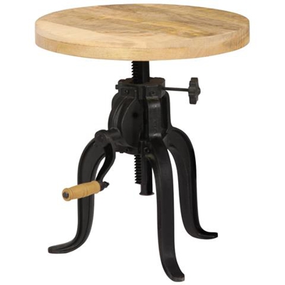 Tavolino 45x (45-62) Cm In Legno Massello Di Mango E Ghisa
