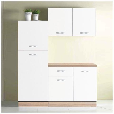 Composizione Da Cucina Colonna Frigo Finitura Bianco Lucido Larga 160 Cm