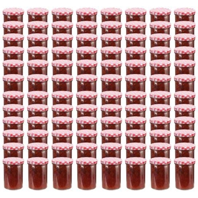 Vasi Marmellata In Vetro Coperchio Bianco E Rosso 96 Pz 400 Ml