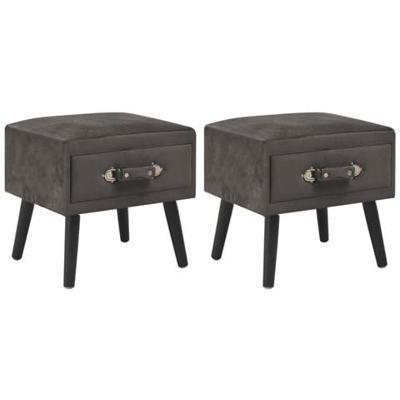 Comodini Grigi 2 Pz 40x35x40 Cm In Velluto