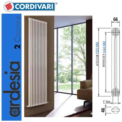 Radiatore Tubolare A 2 Colonne, Collezione Ardesia - 150 Cm 9 Elementi A Magazzino