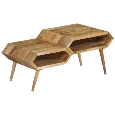 Tavolino Da Caffè In Legno Massello Di Mango 104x50x45 Cm