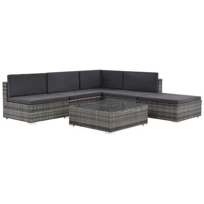 Set Divani Da Giardino 16 Pz In Polyrattan Grigio