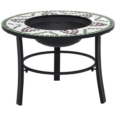 Braciere Con Mosaico Verde 68 Cm In Ceramica
