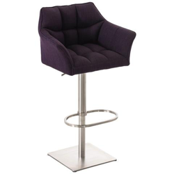 Sgabello Alto Bar Damaso I Sgabello Design Cucina Trapuntato in Tessuto con Braccioli E Schienale Imbottiti l Sedia Sgabello Bar Pub con Poggiapiedi Viola Acciaio Inox precio