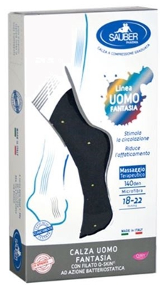 SAUBER CALZA UOMO FANTASIA Q-SKIN 140 DEN BLU POIS GIALLI TAGLIA P