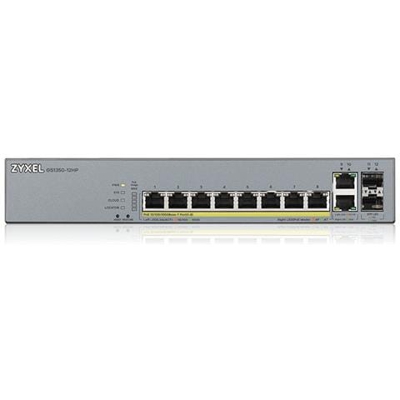 Switch GS1350-12HP 8 Porte Ethernet PoE 10 / 100 / 100 Mbps RJ45 con 2 Porte SFP e 2 Porte Gigabit Uplink Managed