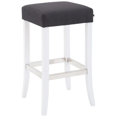 Sgabello Bar VENTA in Legno e Tessuto | Sgabello Imbottito con Poggiapiedi in Alluminio | Sedia Sgabello H 79cm Nero Colore base: bianco