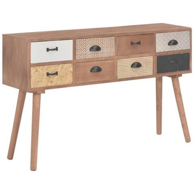 Tavolo Consolle 8 Cassetti 120x30x76 Cm In Massello Di Pino