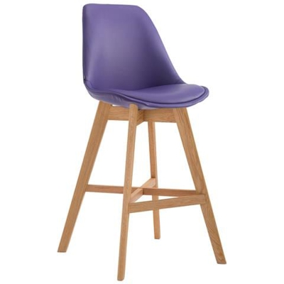 Sgabello Design Tulip Cannes in Similpelle I Sgabello Bar in Legno di Quercia I Sedia Cucina con Poggiapiedi E Schienale Viola Natura