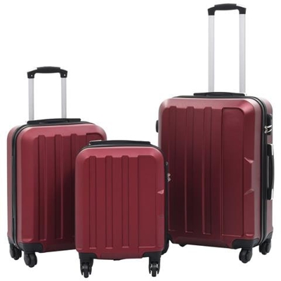 Set Trolley A Custodia Rigida 3 Pz Rosso Vino In Abs