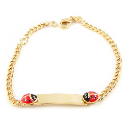 braccialetto con targhetta oro placcato (bambino coccinellesx) dorato - [ b9929]