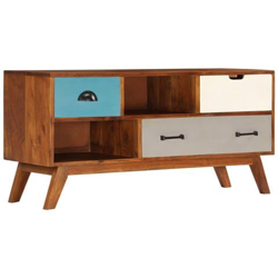 Mobile Porta Tv 3 Cassetti 110x35x50cm Legno Massello Di Acacia en oferta