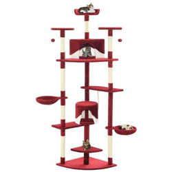 Albero Per Gatti Con Tiragraffi In Sisal 203 Cm Rosso E Bianco en oferta