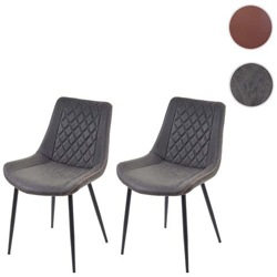 Set 2x Sedie Hwc-e56 Sala Da Pranzo Ecopelle Scamosciata Grigio Scuro en oferta