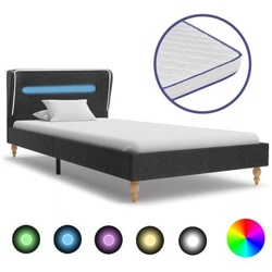 Letto Con Led E Memory Foam Grigio Scuro Tela Ruvida 120x200cm características