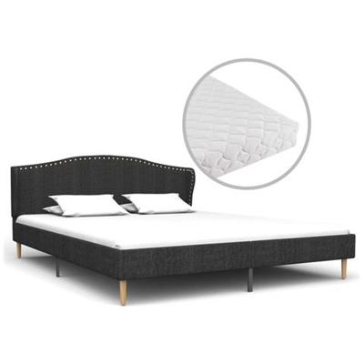 Letto Con Materasso Grigio Scuro In Tessuto 160x200 Cm