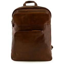 Zaino Per Uomo In Vera Pelle Con Tasca Imbottita Colore Marrone - Pelletteria Toscana Made In Italy - Zaino en oferta