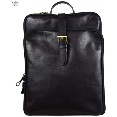 Zaino Donna In Pelle Vera 3 Scomparti Colore Nero - Pelletteria Toscana Made In Italy - Linea Prestige