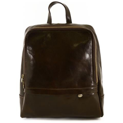 Zaino In Pelle Vera Per Uomo Con Tasca Frontale Colore Moro - Pelletteria Toscana Made In Italy - Zaino en oferta