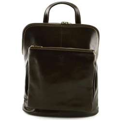Zaino Tracolla In Vera Pelle Colore Moro - Pelletteria Toscana Made In Italy - Zaino en oferta