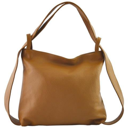 Shopper Zaino In Vera Pelle Colore Cognac - Pelletteria Toscana Made In Italy - Borsa Donna precio