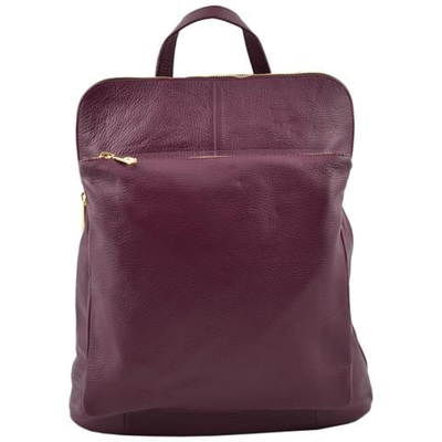 Zaino Tracolla In Vera Pelle Colore Rosso Borgogna - Pelletteria Toscana Made In Italy - Zaino
