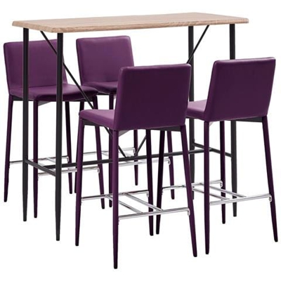 Set Da Bar 5 Pz In Similpelle Viola