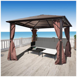 Gazebo Con Tenda Marrone In Alluminio 300 X Cm Impermeabile precio